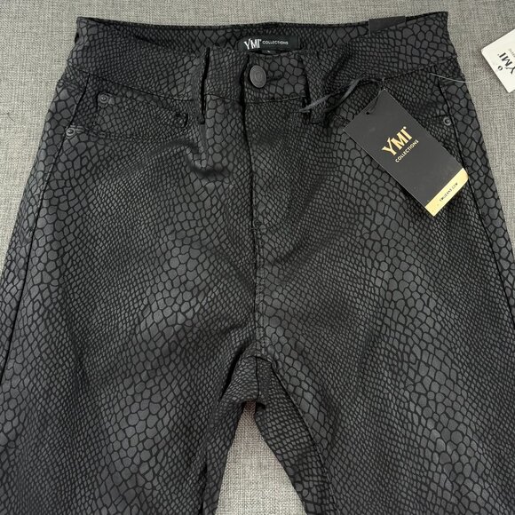 NEW! YMI Collection Skinny Pants Charcoal Snakeskin Print Large Cotton Blend - Picture 5 of 15